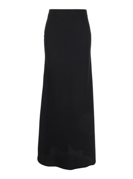 Maxi Black Relaxed Skirt in Satin Fabric Woman