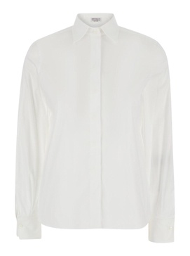 White Shirt with Pointed Collar in Cotton Blend Woman