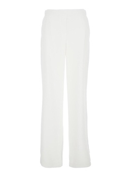 White Pants with Rear Elastic Waist and Wide Leg in Tech Fabric Woman