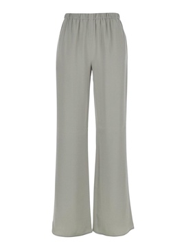 'Rapolano' Creen Pants with Elastic Waist and Wide Leg in Silk Blend Woman