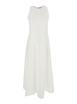 'Monsen' Whote Crewneck Sleeveless Dress in Viscose Blend Stretch Woman