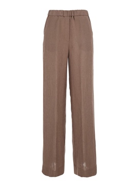 'Rocchette' Brown Linen with Elastic Waist in Linen Woman