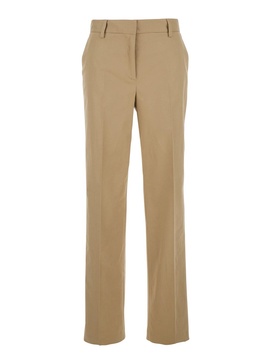'Pesaro' Beige Tailored Pants with Pleats in Cotton Woman