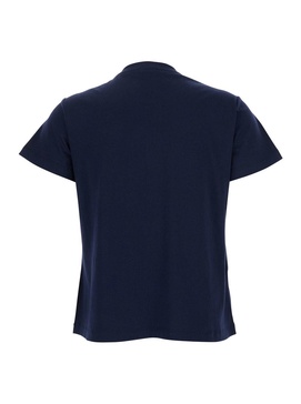 'quentin' Blue Crewneck T-shirt With Love Birds Diamond Cut Logo On The Front In Cotton Woman