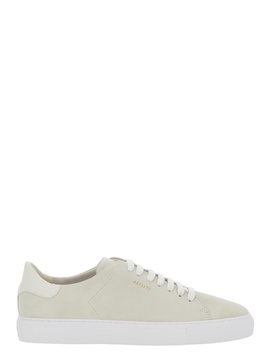 'clean 90' Beige Low Top Sneakers With Logo Lettering On The Side In Suede Man