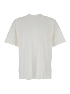 White Crewneck T-shirt With Tonal Ekd Logo Embroidery In Cotton Man
