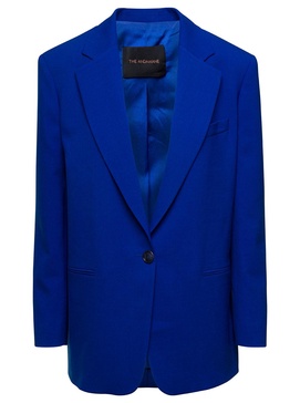 'guia' Oversized Electric Blue Single-breasted Jacket In Viscose Blend Woman
