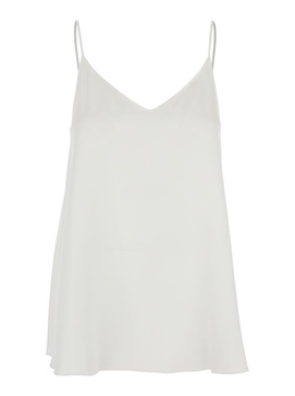 'abe' White Sleeveless Top With Spaghetti Straps And V Neck In Silk Stretch Woman
