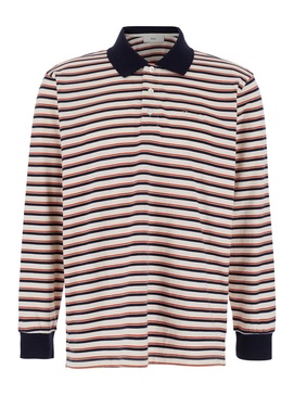 Multicolor Polo Shirt With All-over Striped Motif And Logo Embroidered On The Front In Cotton Man
