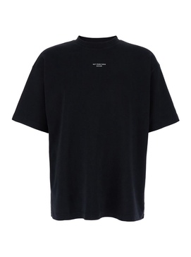 'slogan Classique' Black Classic T-shirt With Logo Print In Cotton Blend Man