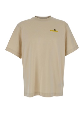 Beige T-shirt With Maxi Bee Print On The Back In Cotton Man