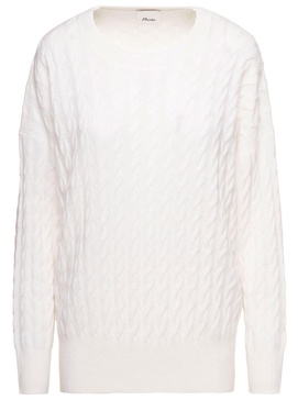 White Cable-knit Sweater In Cashmere Woman