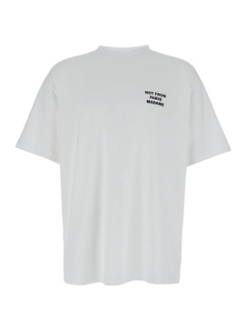 White Crewneck T-shirt With Slogan Print On The Front And Back In Cotton Man