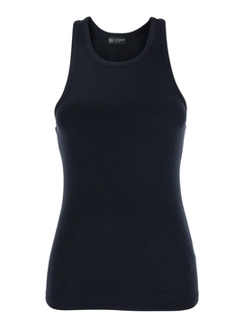 Black Top With Logo Printed On The Back In Modal Blend Woman