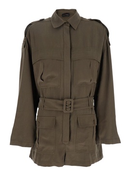The Andamane 'Vania' Brown Jumpsuit With Classic Collar And Adjustable And Removable Belt In Viscose Blend Woman