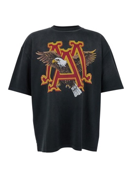 Amiri 'Ma Eagle'  Black Crewneck T-Shirt With Maxi Logo Print On The Front And Maxi Logo Lettering On The Rear In Cotton Man