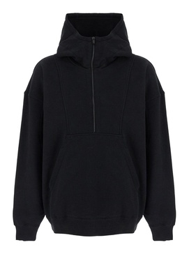 Saint Laurent Black Hoodie With Logo Lettering Embroidery In Cotton Man