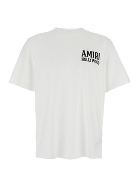 Amiri 'Jazz Wolf' White Crewneck T-Shirt With Logo Lettering On The Front And Maxi Print On The Rear In Cotton Man
