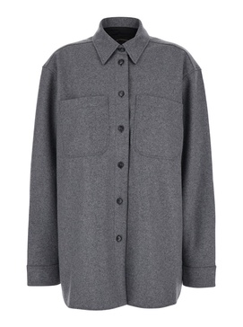 The Andamane 'Tina' Grey Oversize Shirt In Wool Woman
