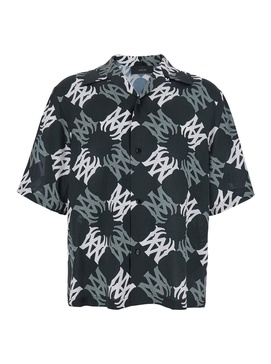 Amiri Black Shirt Shirt With All-Over Ma Quad Motif In Viscose Man