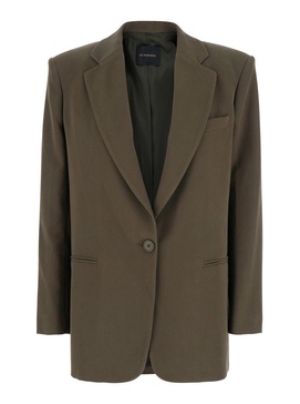The Andamane 'Guia' Green Single-Breasted Jacket With Notched Revers And Shoulder Pads In Wool Blend Stretch Woman