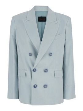 The Andamane Light Blue Single-Breasted Blazer In Linen Stretch Woman