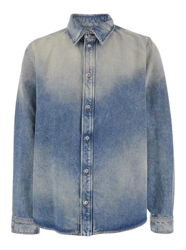 Amiri Light Blue Shirt With Used Effect In Denim Man