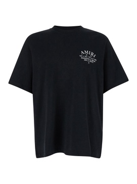 Amiri Black Crewneck T-Shirt With Amiri Arts District Logo Print In Cotton Man