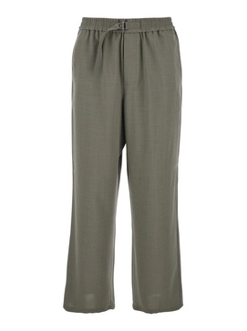 Ami Paris Green Pants With Elastic Waist With Waistband And Logo On The Back In Cotton Man
