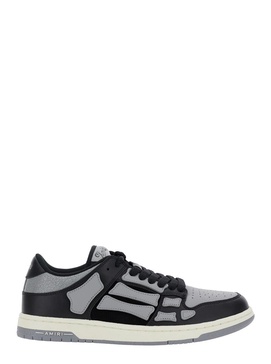 Amiri 'Skel Top Low' Black Sneakers With Skeleton Patch In Leather Man