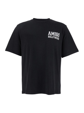 Amiri 'Jazz Wolf' Black Crewneck T-Shirt With Logo Lettering On The Front And Maxi Print On The Rear In Cotton Man