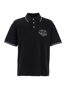 Amiri Black Polo Shirt With Classic Collar And Logo Embroidery On Front And Rear In Cotton Man