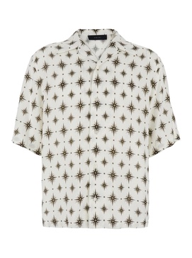 Amiri 'Stardust' White Bowling Shirt With Cuban Collar And All-Over Print In Tech Fabric Man