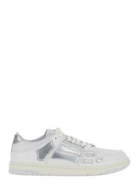 Amiri 'Skel Top Low' White Sneakers With Skeleton Patch In Leather Man