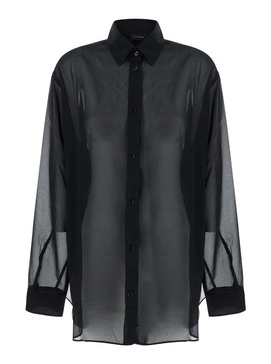 The Andamane Black Shirt With Buttons In Stretch Silk Woman