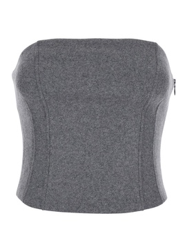 The Andamane 'Selina' Grey Cropped Top With Pence In Wool Woman