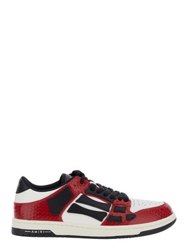 Amiri 'Skel Top Low' Red Sneakers With Skeleton Patch In Leather Man