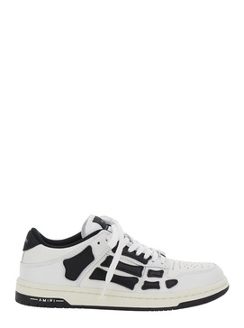 Amiri 'Skel Top Low' White And Black Sneaker With Logo Patch On The Tongue And Contrasting Details On The Side In Leather Woman