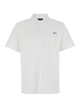 White Polo Shirt With Classic Collar And Logo Embroidery On The Front In Cotton Man
