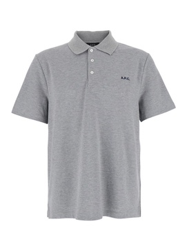 Grey Polo Shirt With Embroidered Logo On The Front In Cotton Man