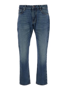 Blue Jeans With Belt Loops And Logo Patch On The Rear In Denim Man