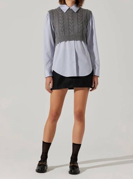 the label flannery top in blue grey