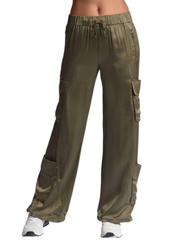 chelsea silk wide leg cargo pants in burnt olive