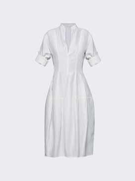 Bottega Veneta Women Fluid Linen Midi Dress Chalk White