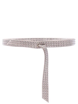 bondi mini studded belt in bone silver