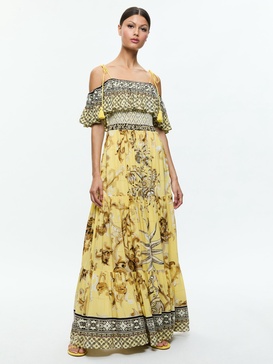 KIA OFF THE SHOULDER TIERED MAXI DRESS