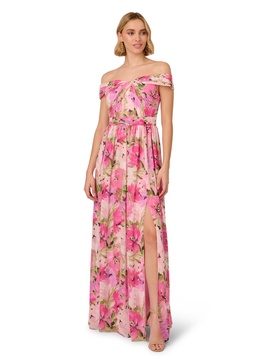 Adrianna Papell Women's Printed Off-Sholder Dress