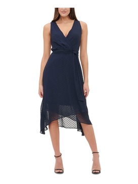Tommy Hilfiger Women's V-neck Sleeveless Mesh Wrap Dress