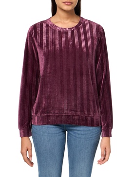 Andrew Marc Women's Round Neck Velvet Ribbed Top