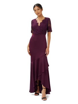 Adrianna Papell Women's Lace Satin Crepe Gown
